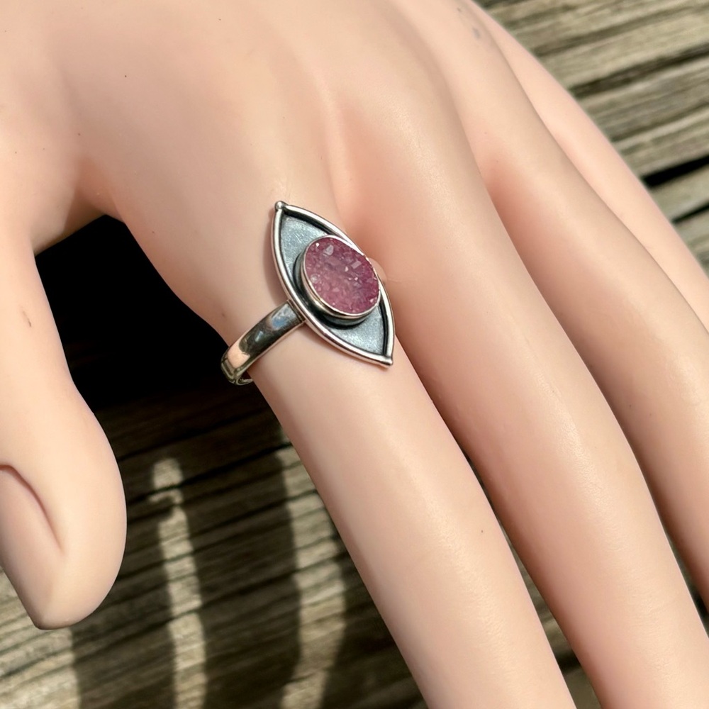 Pink Druzy Ring - image 8